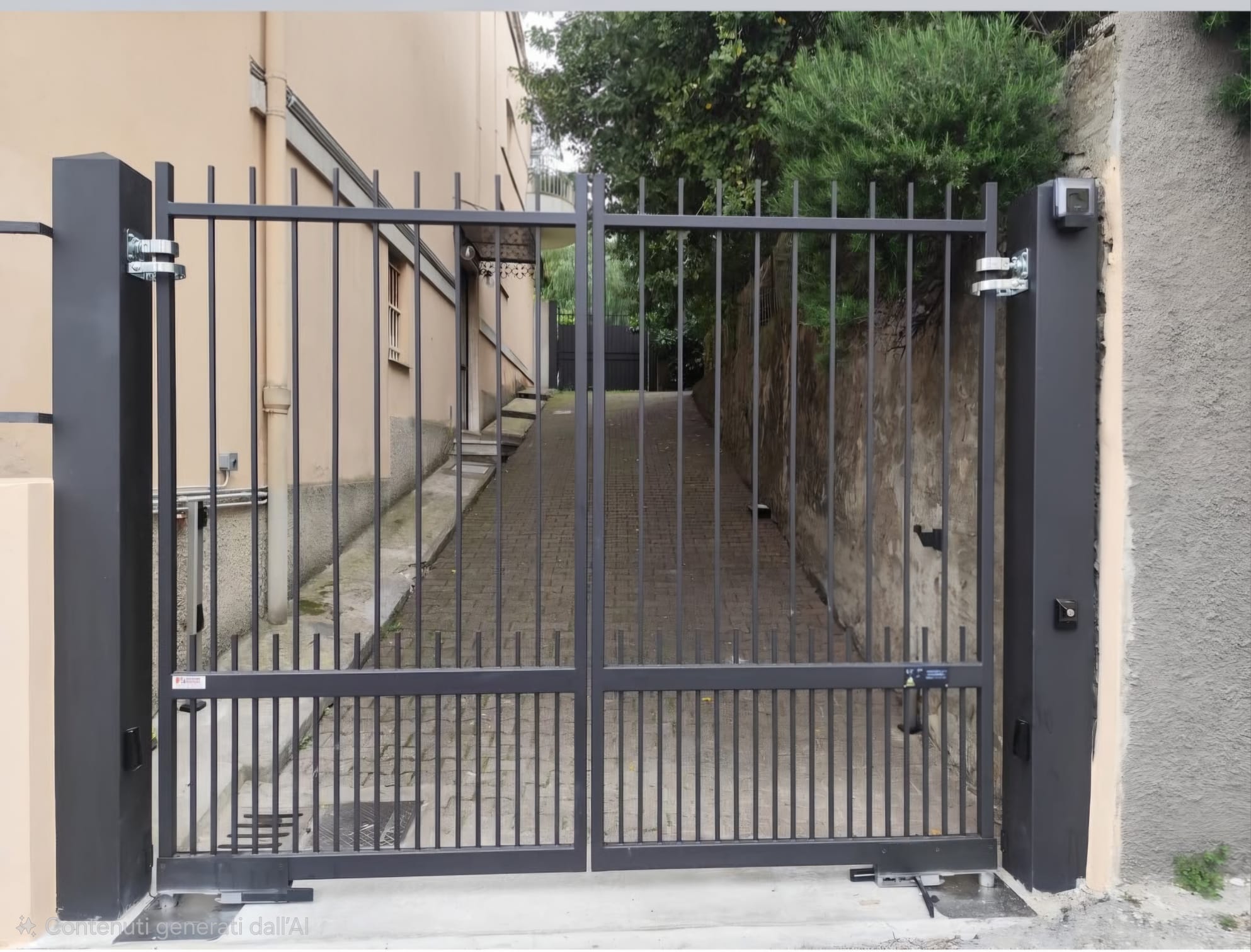 Cancello a battente automatizzato antracite — zincatura Triplex — Cerosillo Genova